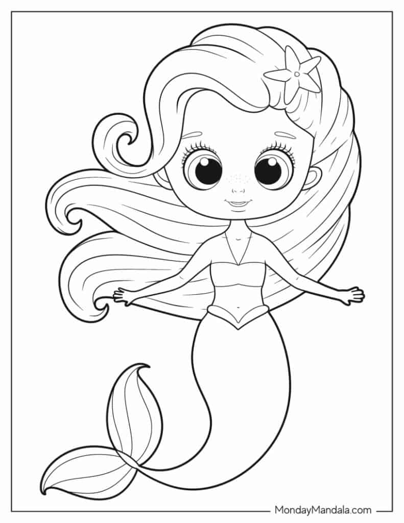 Mermaid coloring pages free pdf printables