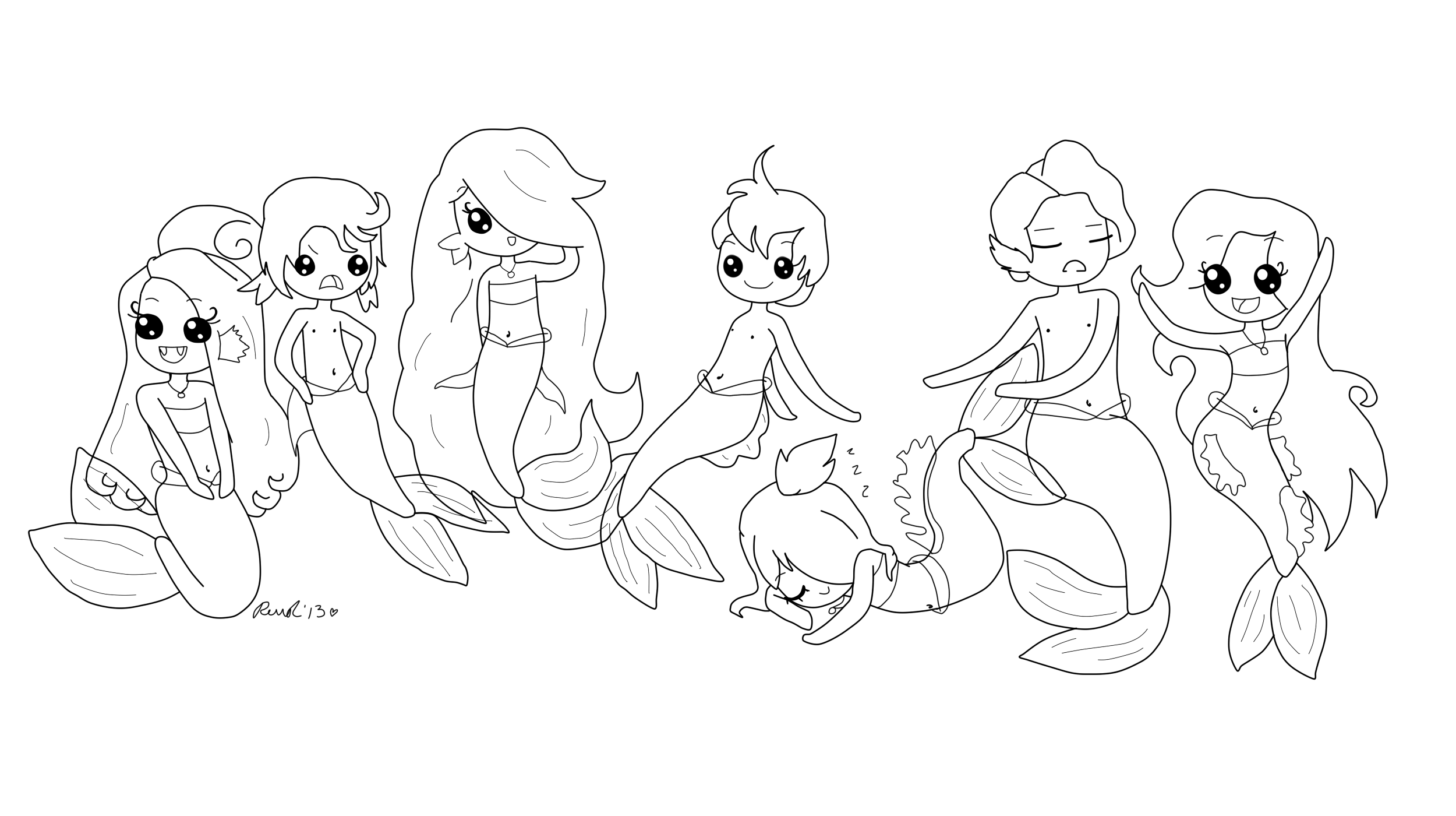 Mermaid coloring page d by willy