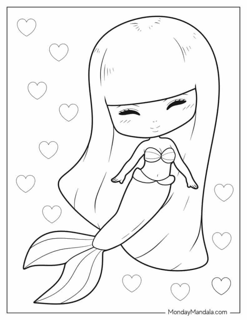 Mermaid coloring pages free pdf printables