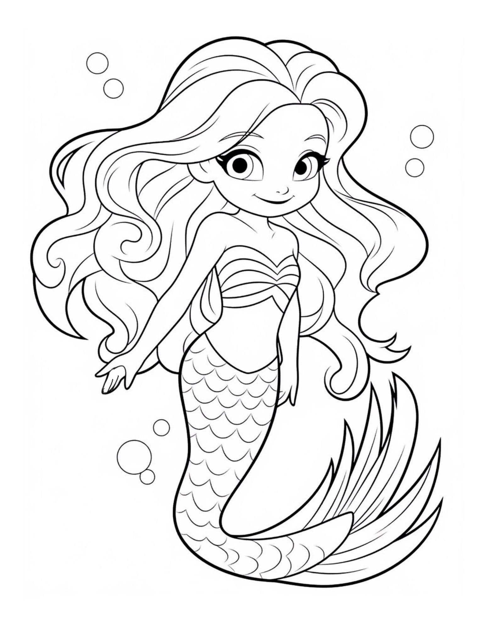 Mermaid coloring pages for kids and adults