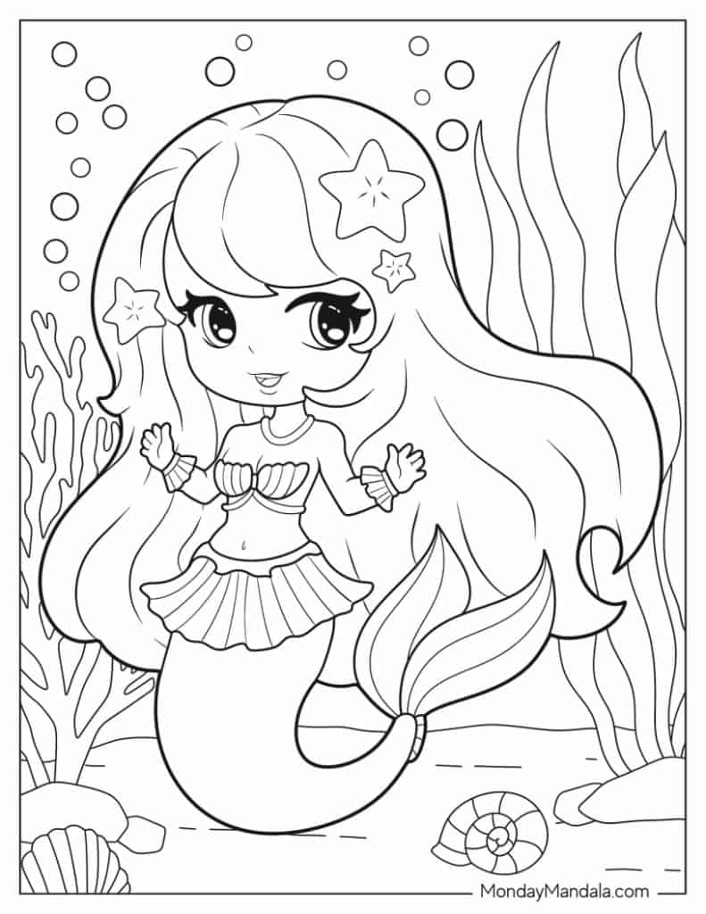 Mermaid coloring pages free pdf printables