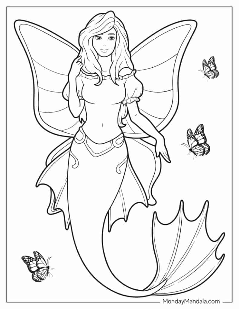 Mermaid coloring pages free pdf printables