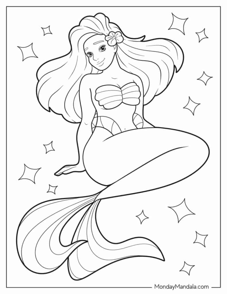 Mermaid coloring pages free pdf printables