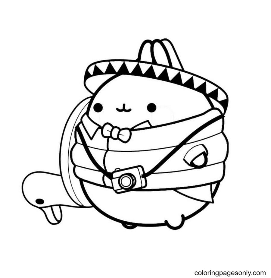 Kawaii tourist molang coloring page