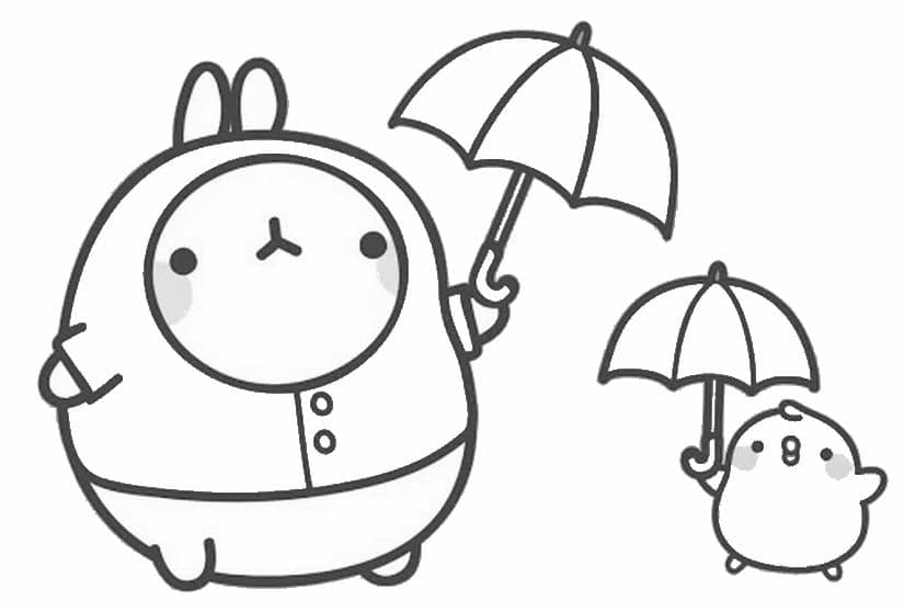 Printable molang and piu piu coloring page