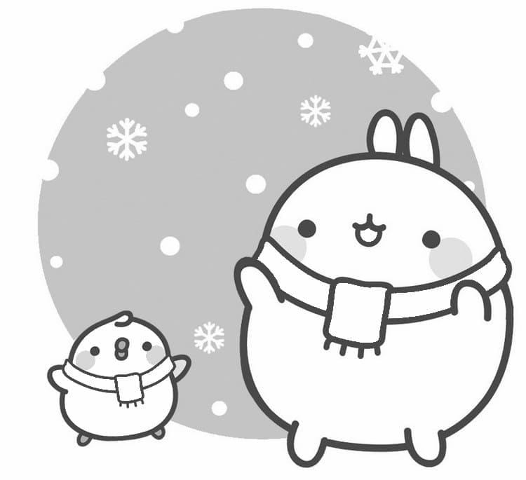 Piu piu and molang coloring page