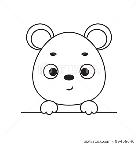 Coloring page cute little mouse head coloring