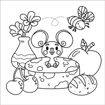 Free vector hand drawn mouse coloring book illustration