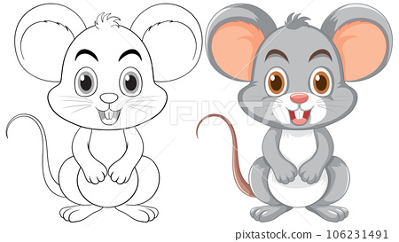 Cute mouse outline coloring page