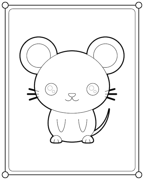 Premium vector kawaii mouse suitable for childrens coloring page vector illustration