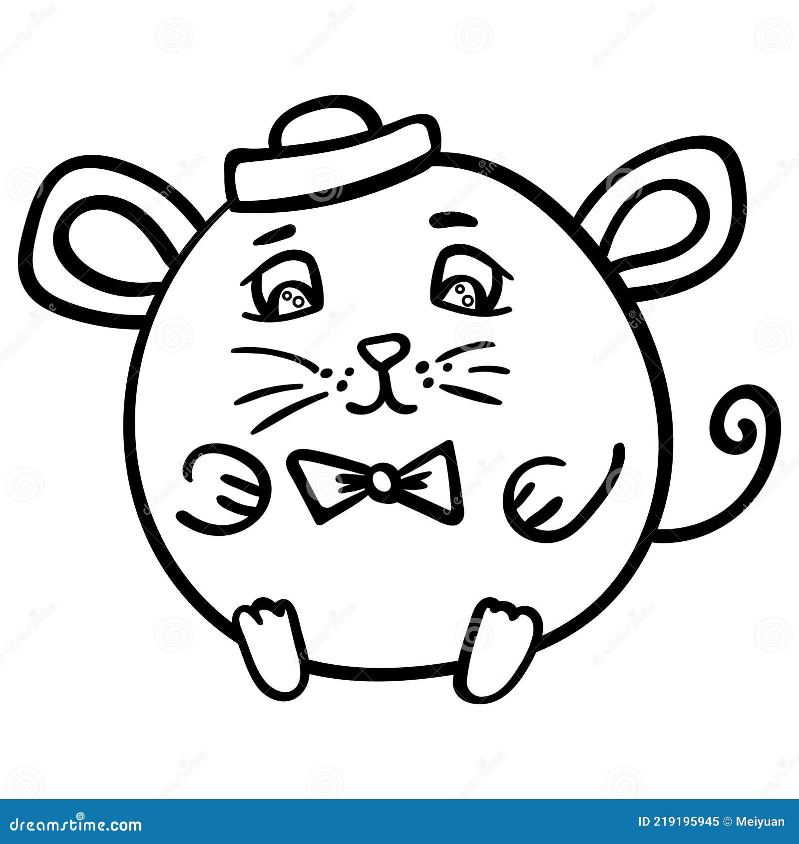 Cute mouse or rat in marine clothing coloring page coloring book contour stock vector
