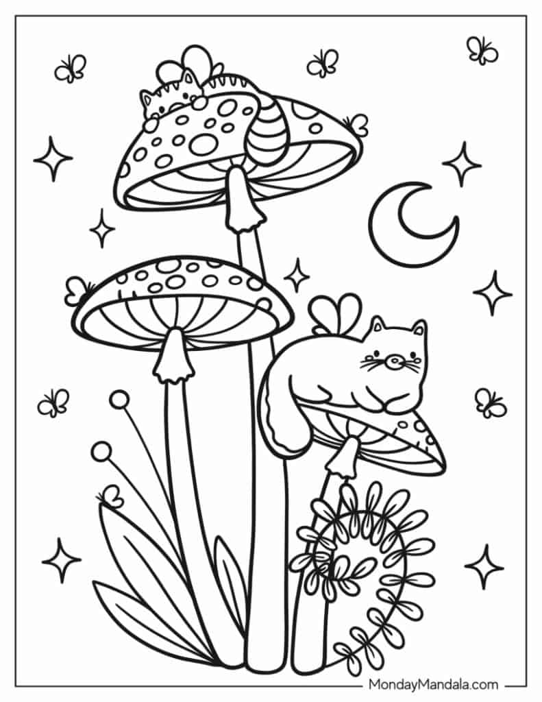 Mushroom coloring pages free pdf printables