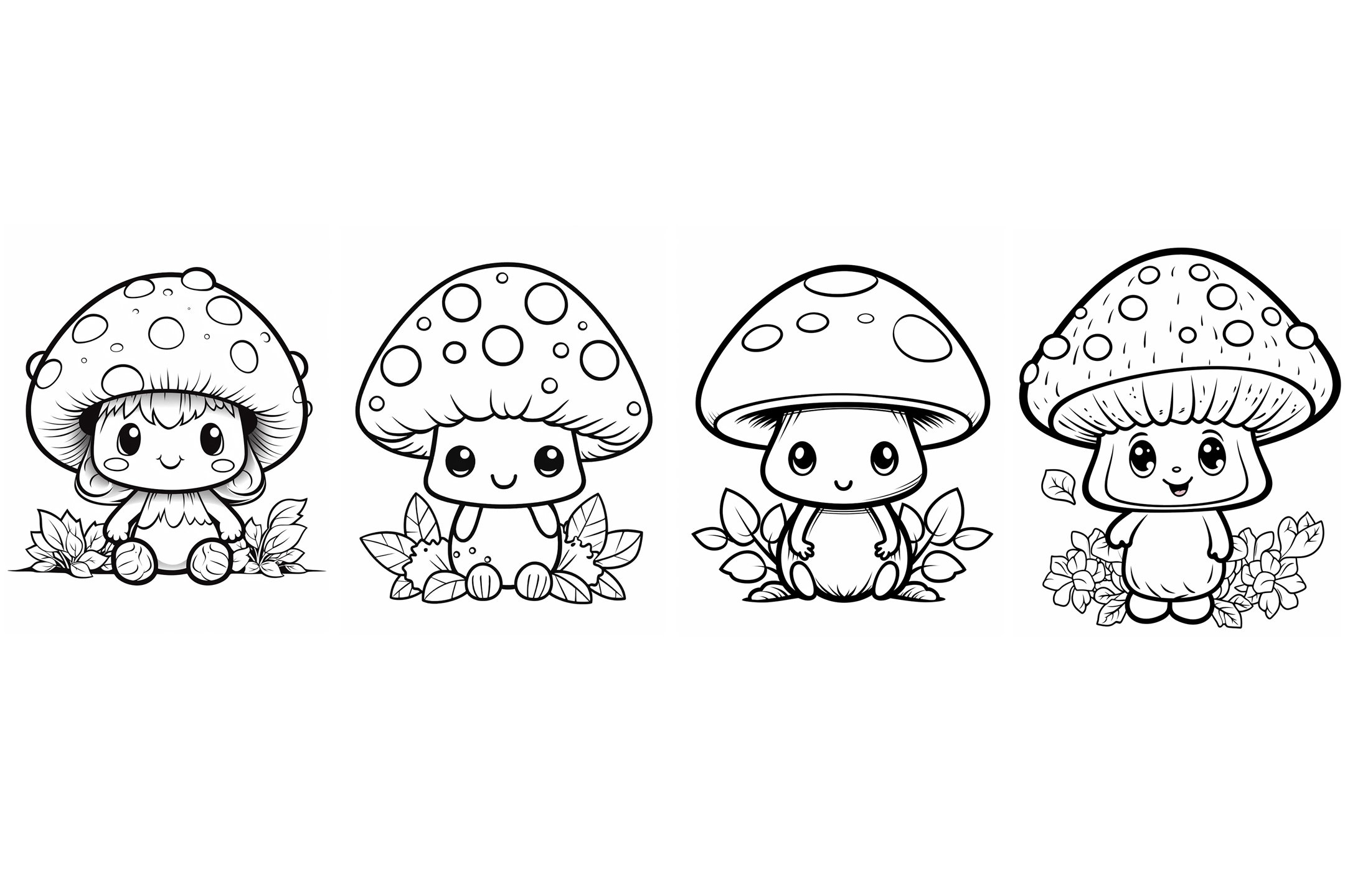 Magic mushroom toadstool character color pages book