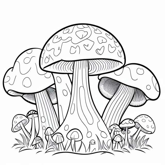 Coloring page cute mushroom cartoon