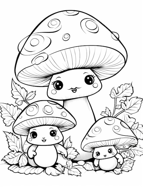 Page kawaii mushroom coloring pages images