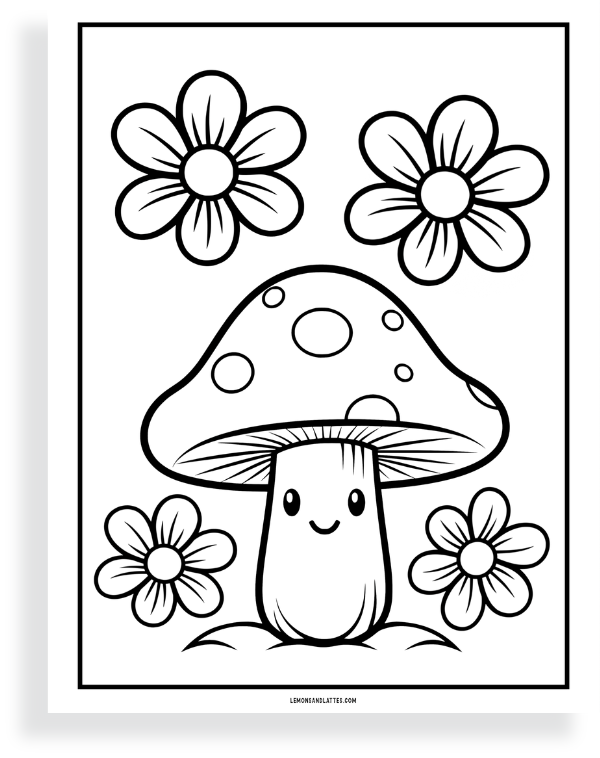 Cute mushroom coloring pages