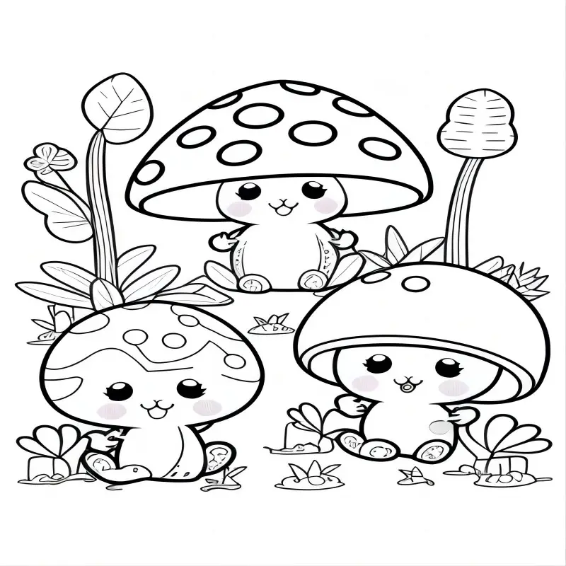 Mushroom theme kids coloring book christmas halloween