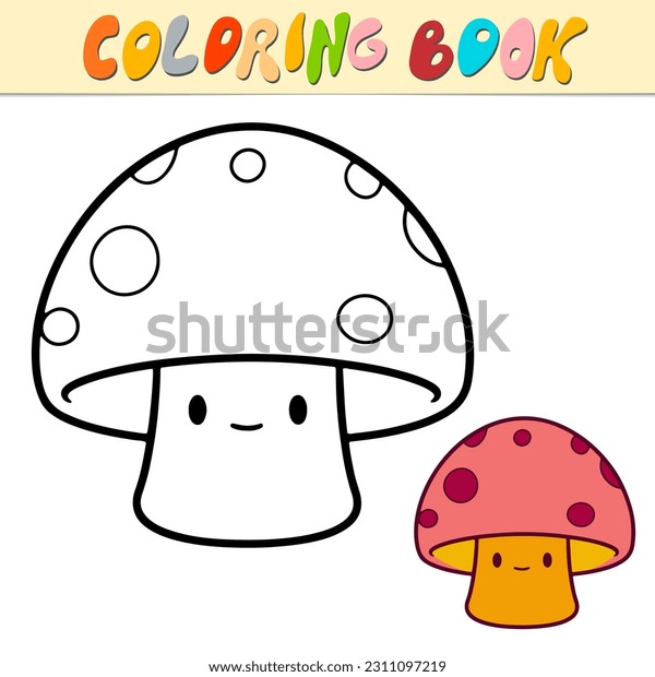 Mushroom coloring book page kids cute stock vector royalty free