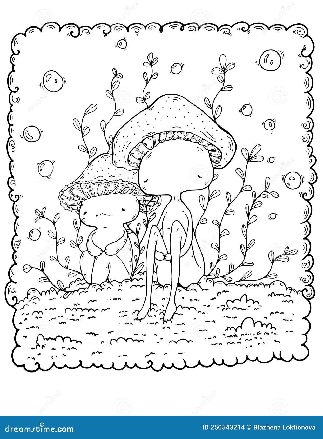 Cool mushroom coloring page cute antistress mushroom stock photo