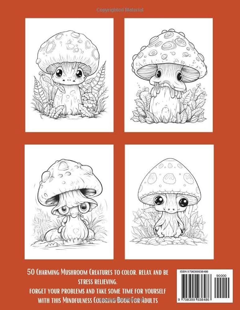 Cute mushroom creatures coloring book adorable monsters to color for adults teens and kids books mt books mt books