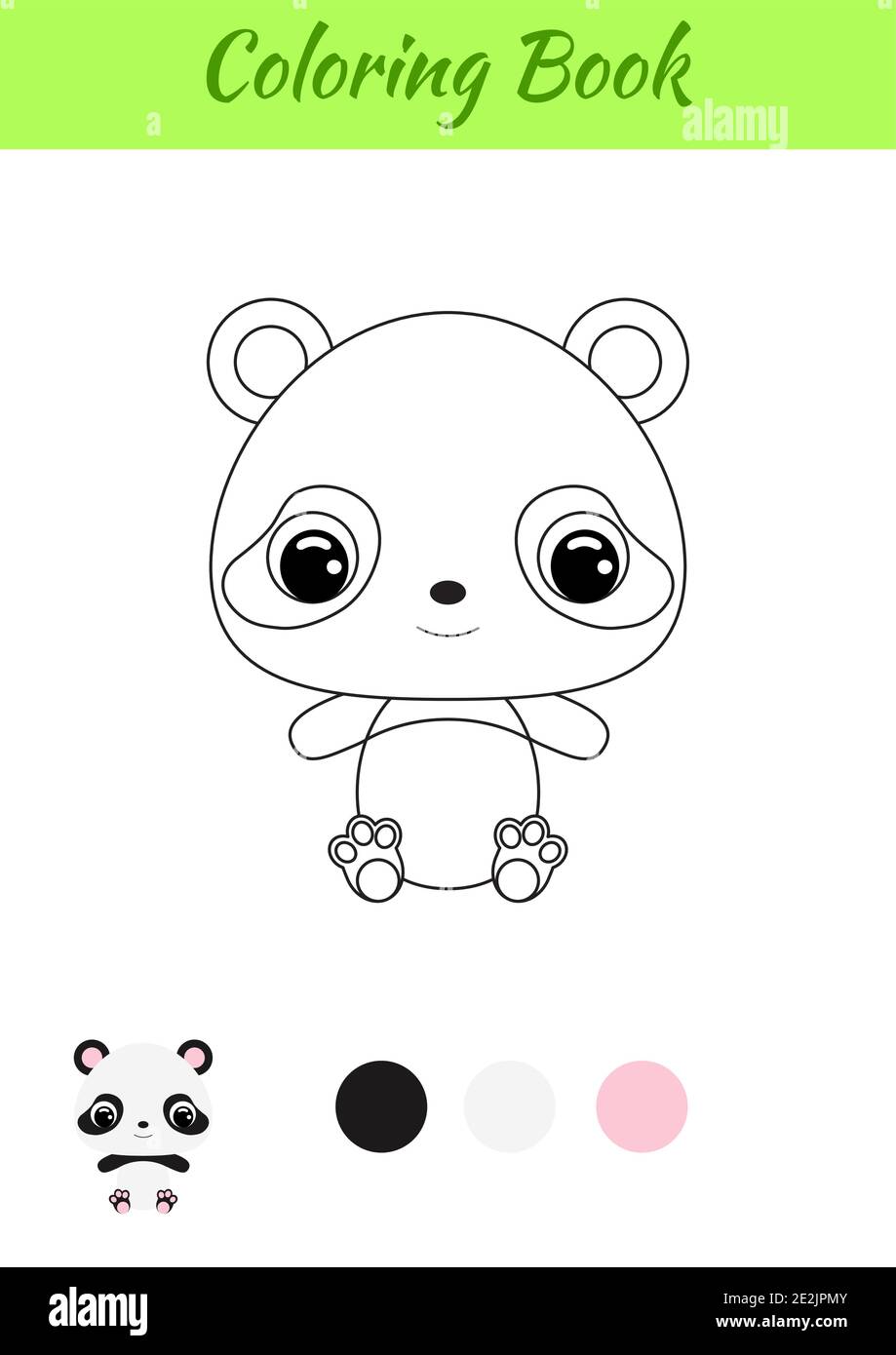 Coloring book little baby panda sitting coloring page for kids educational activity for preschool years kids and toddlers with cute animal stock vector image art