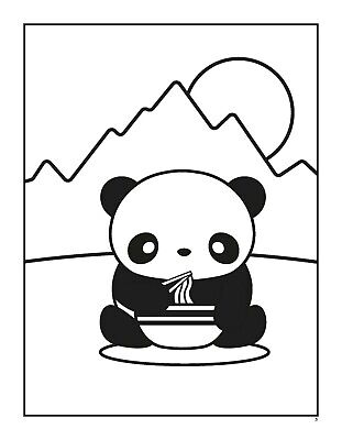 Super cute kawaii panda coloring book mega adorable edition by kayleel kim trade paperback for sale online