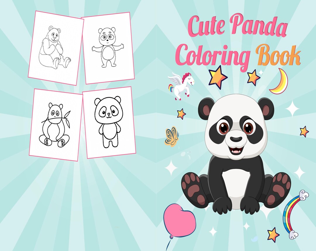 Cute panda coloring book for kids x printable pdf file