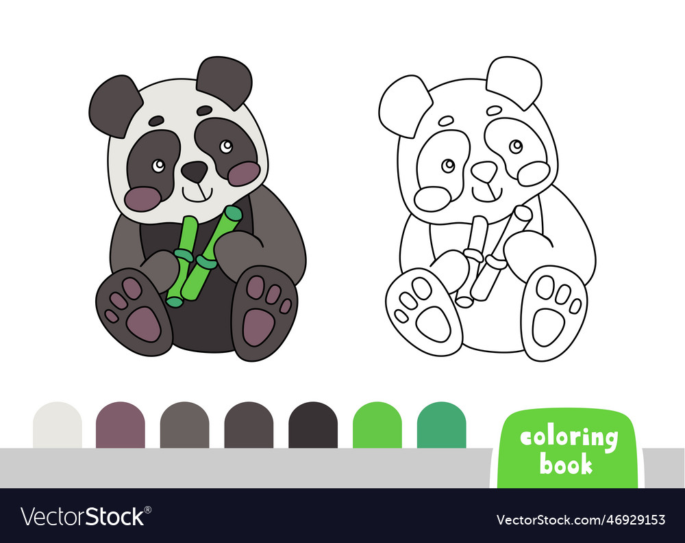 Cute panda coloring book for kids page books vector image