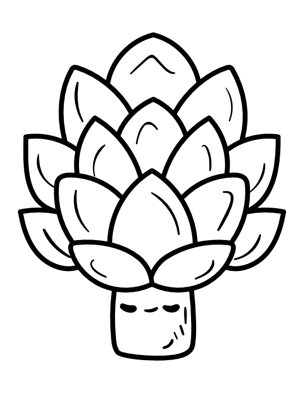 Printable kawaii artichoke coloring page