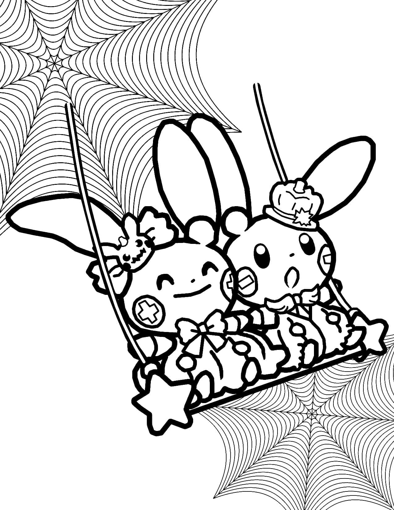 Cute pokemon halloween coloring page