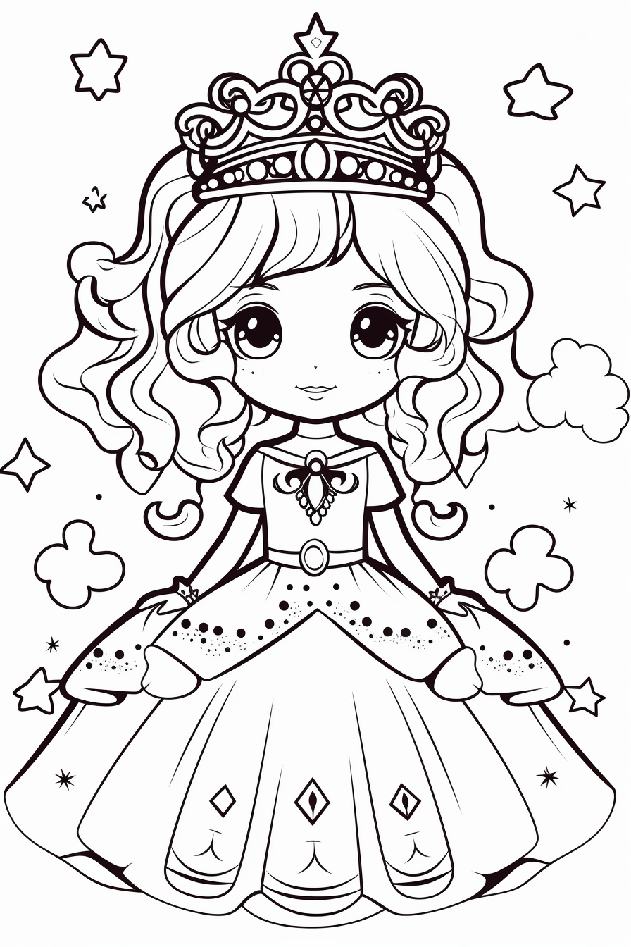 Princess kawaii coloring pages for girls coloring pages