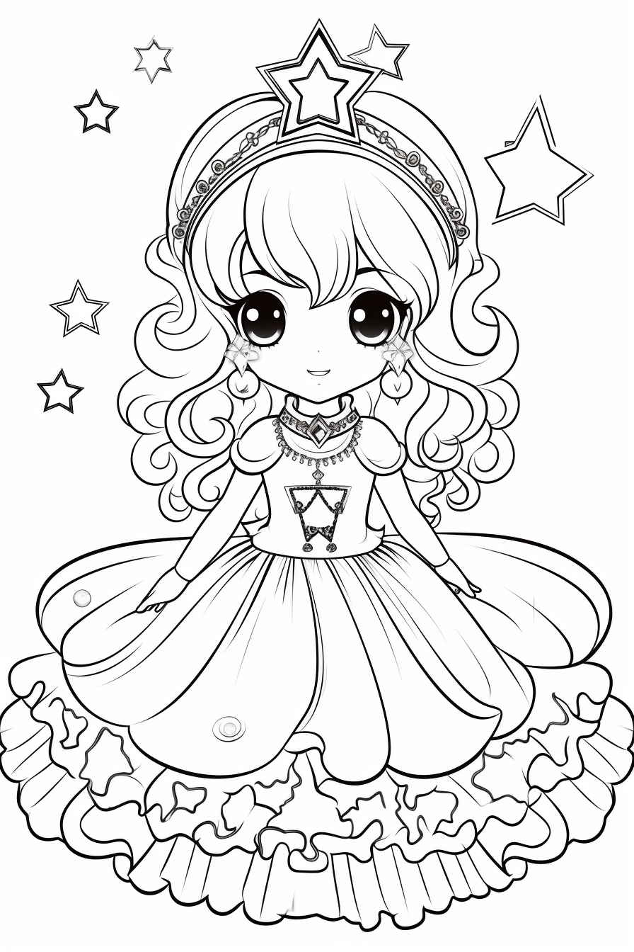 Princess kawaii coloring pages for girls coloring pages