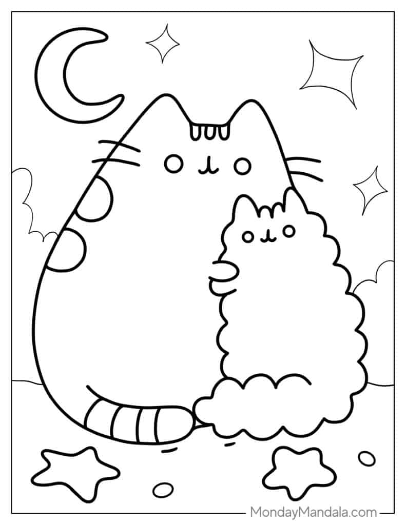 Pusheen coloring pages free pdf printables