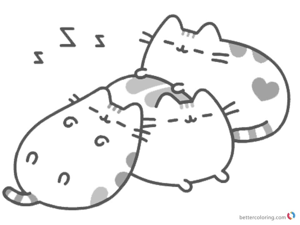 Pusheen coloring pages sleeping printable and free pusheen coloring pages coloring pages shark coloring pages