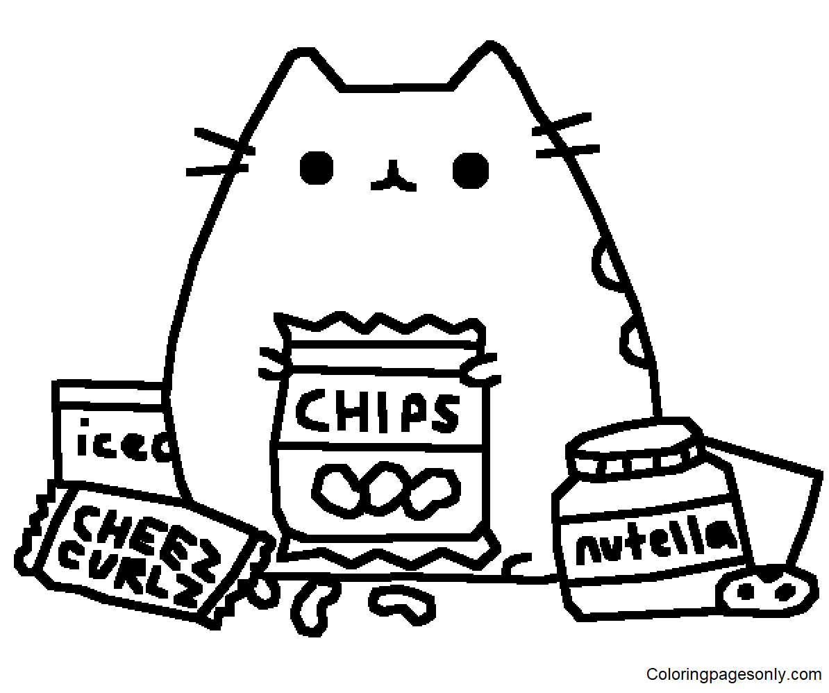 Pusheen coloring pages printable for free download