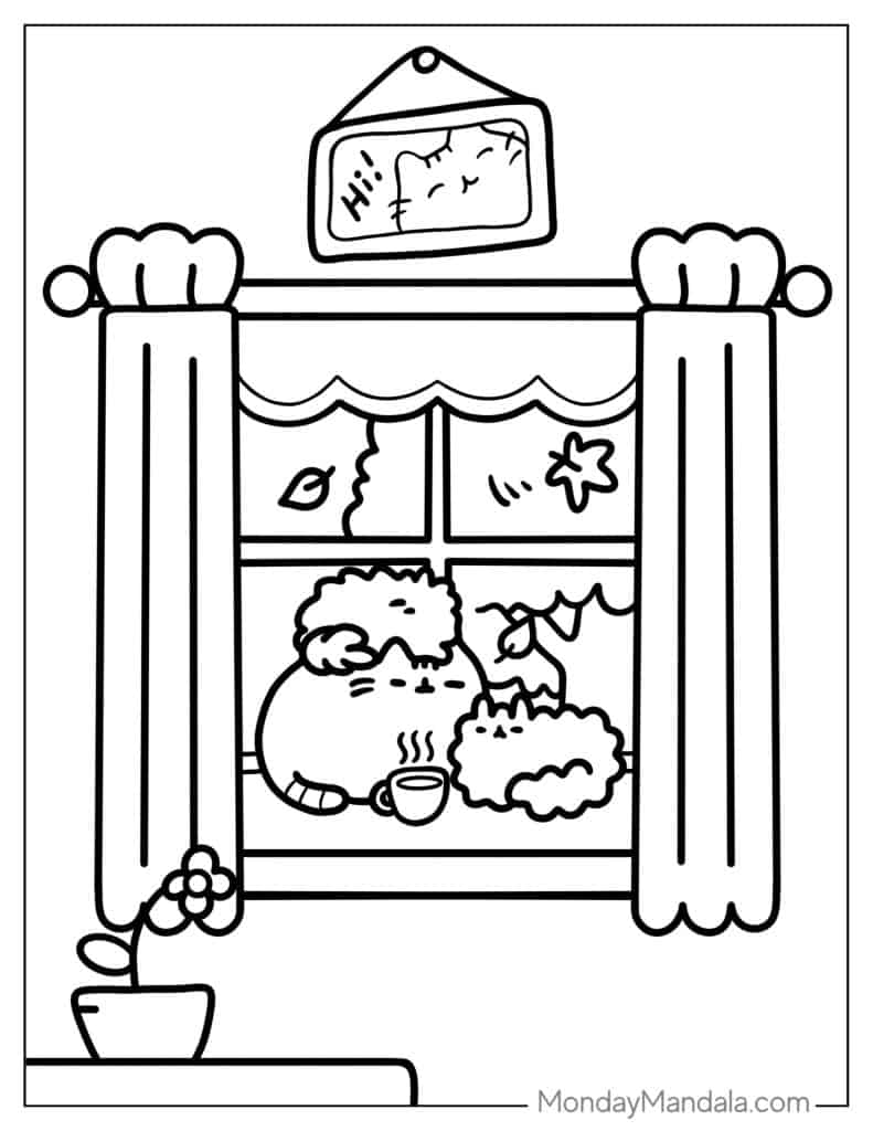 Pusheen coloring pages free pdf printables