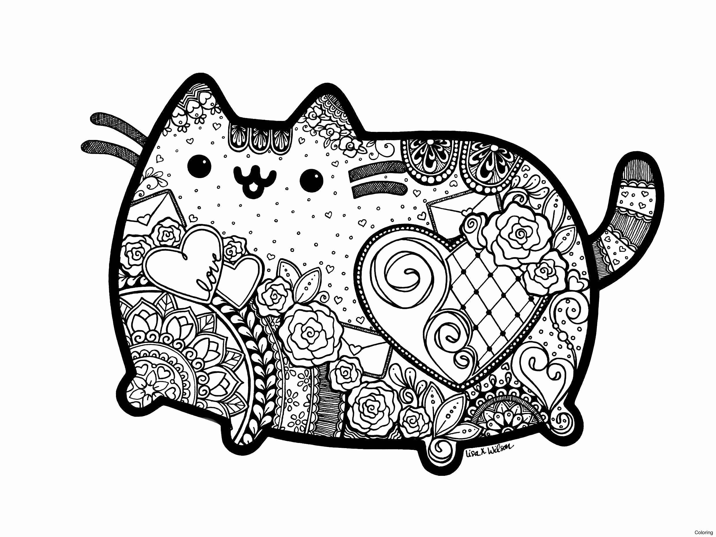 Kawaii pusheen coloring page