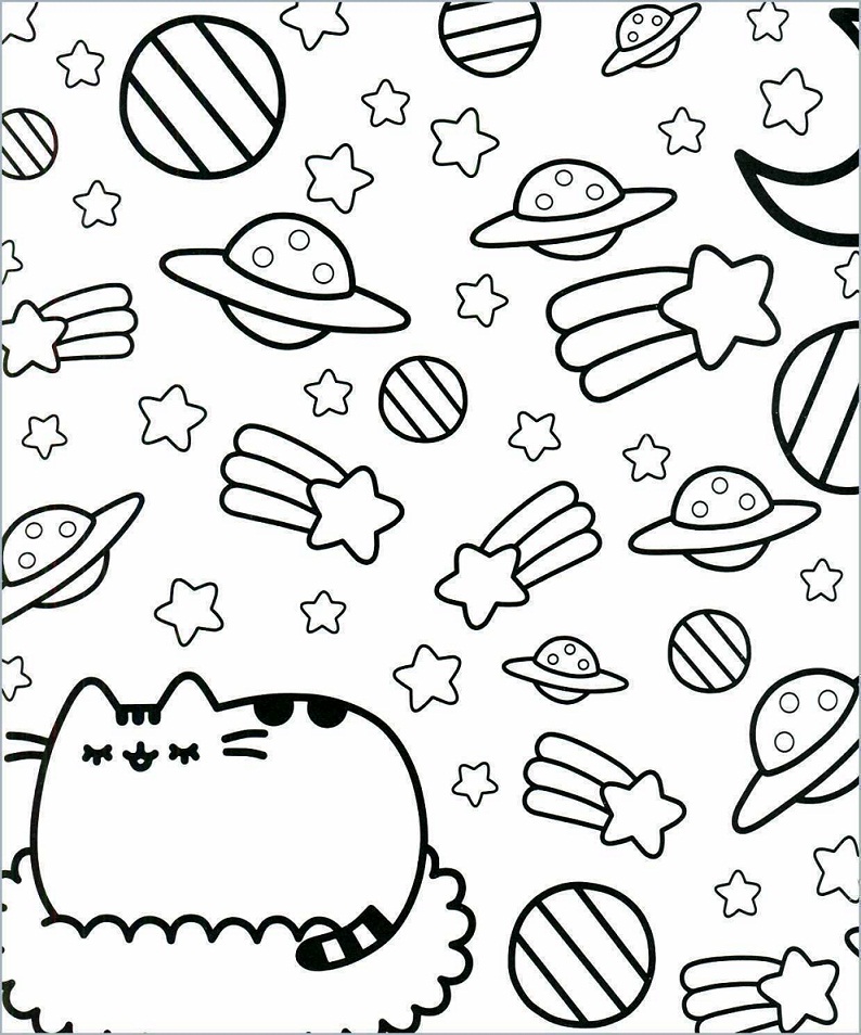 Pusheen space coloring pages