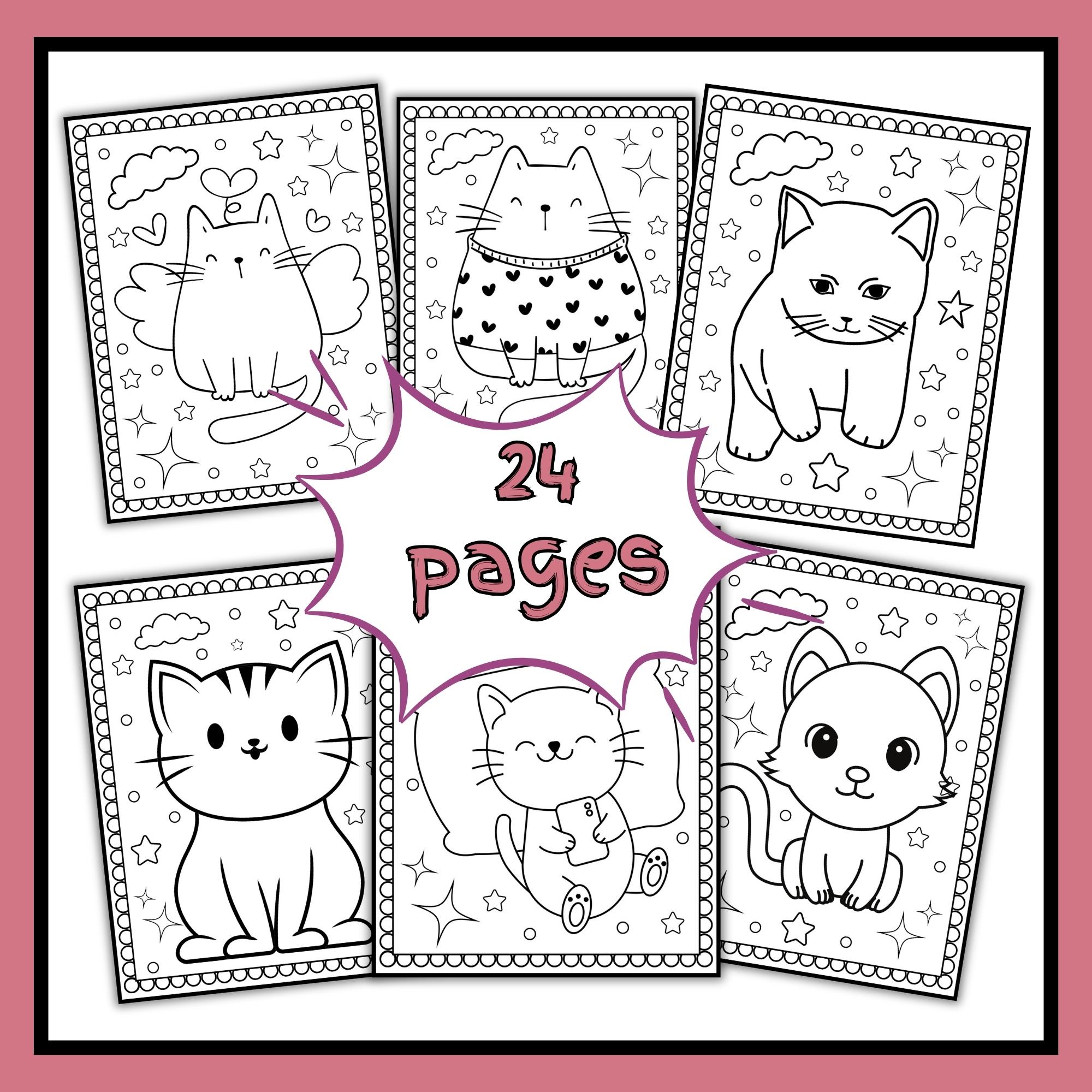 Kawaii cats coloring pages