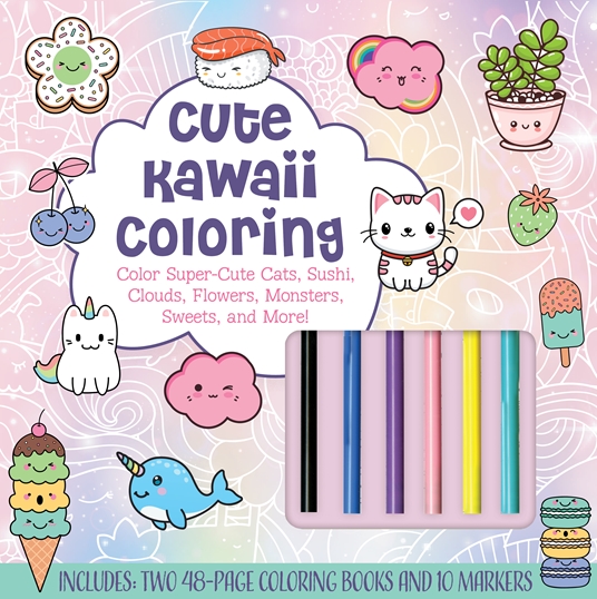 Cute kawaii coloring kit by editors of chartwell books at a glance the group