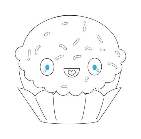 Kawaii cupcake with sparkles coloring page free printable coloring pages
