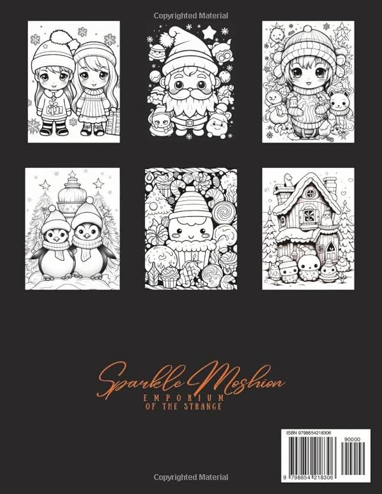 Cute kawaii christmas coloring book moshion sparkle books