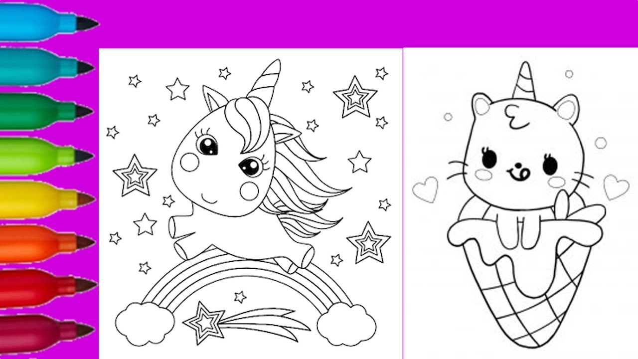 Cute unicorn coloring page