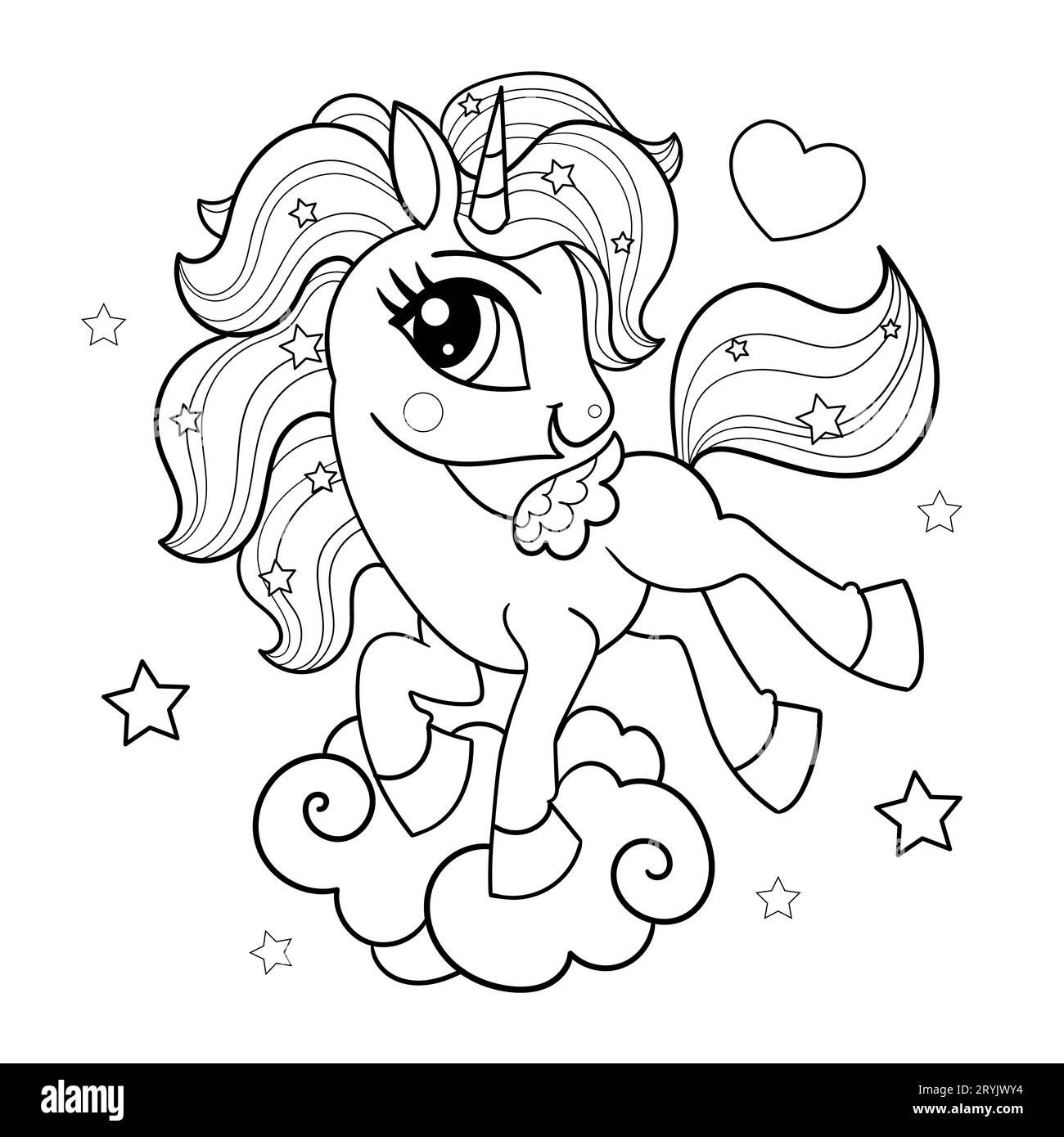 Coloring page unicorn hi