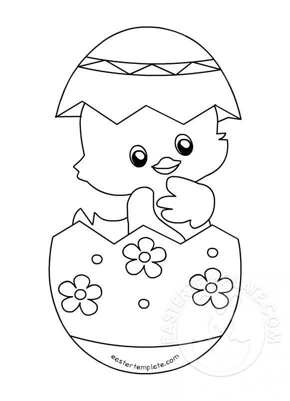 Cute easter chick coloring page