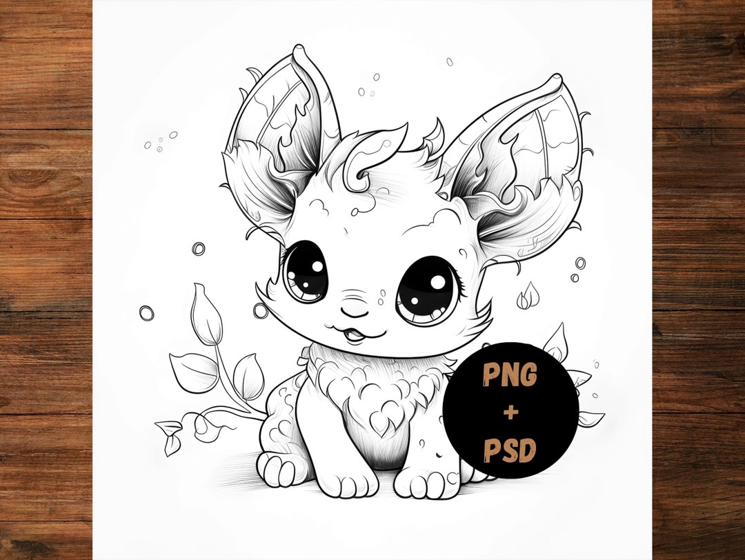 Kawaii baby animal coloring page for kids instant digital download printable pdf simple design