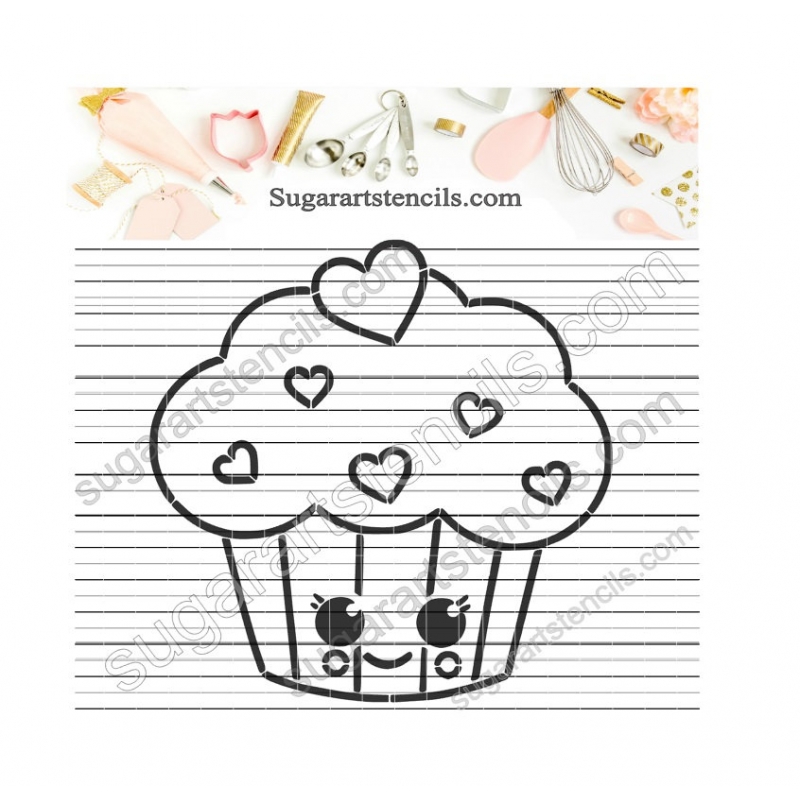 Cupcake kawaii pyo cookie stencil st