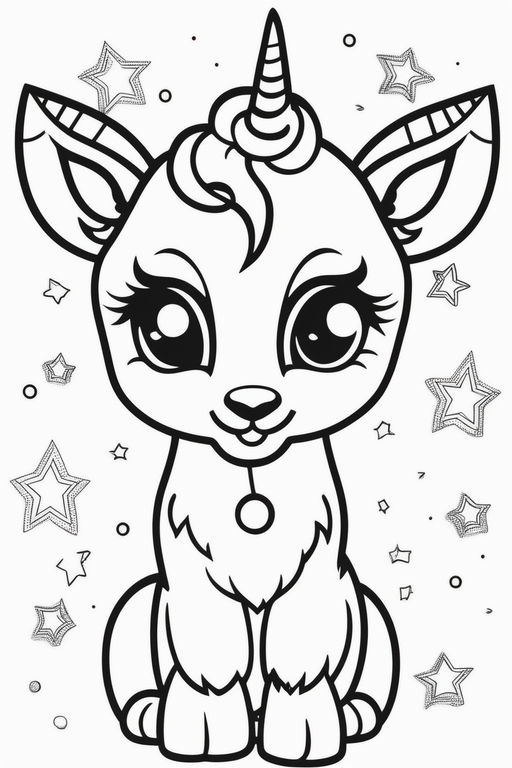 Coloring book template simple gazelle