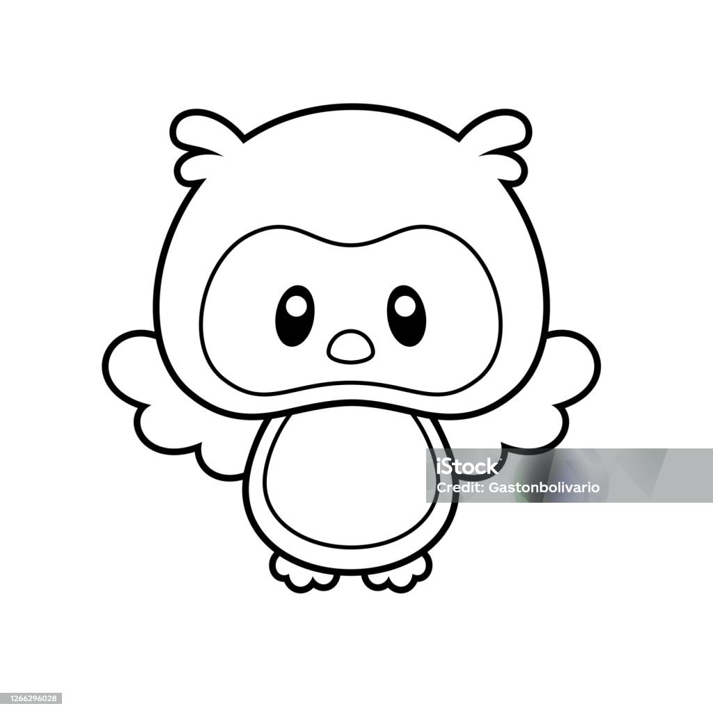 Cute brown owl coloring page vector illustration stock illustration