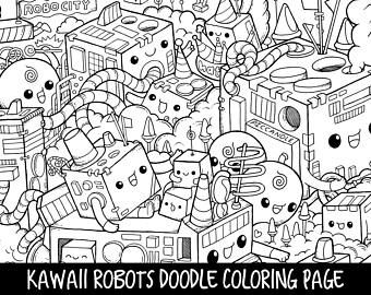 Art supplies doodle coloring page printable cutekawaii